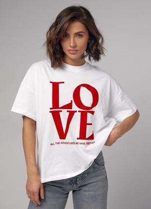 Жіноча бавовняна футболка з написом love