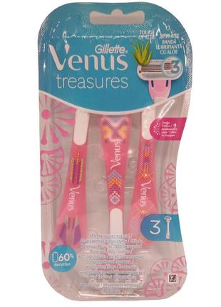 Одноразовые бритвенные станки gillette venus treasures женские 3 шт (116758)