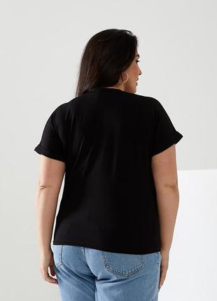 Базова жіноча футболка з загином на рукавах10 фото