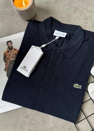 Поло мужское lacoste мужская синяя футболка с воротником лакоста