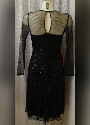 Сукня чорна шикарна вечірня вишивка бісер міді frock&frill р.42-44 64624 фото