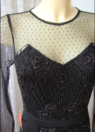 Сукня чорна шикарна вечірня вишивка бісер міді frock&frill р.42-44 64626 фото