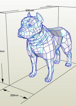Paperkhan конструктор из картона питбуль собака оригами papercraft 3d фигура развивающий набор антистресс