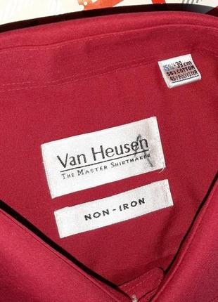 😉1+1=3 фирменная вишневая однотонная рубашка van heusen, размер 44 - 467 фото