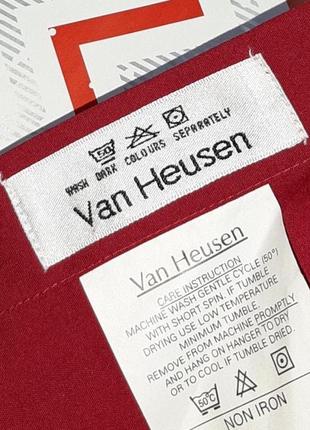 😉1+1=3 фирменная вишневая однотонная рубашка van heusen, размер 44 - 466 фото