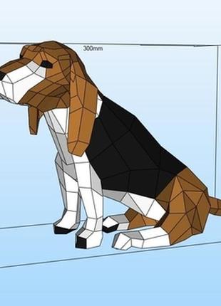 Paperkhan конструктор из картона бигль собака пес оригами papercraft 3d фигура развивающий набор антистресс