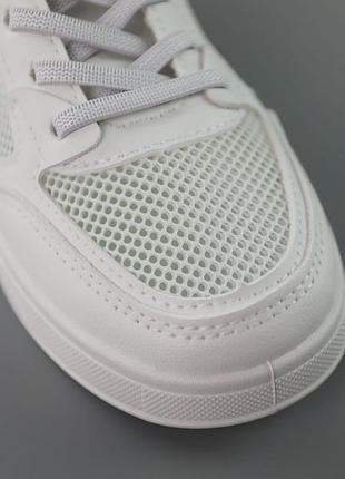 Кеды детские сетка тегкие лето белые экокожа текстиль 588731
