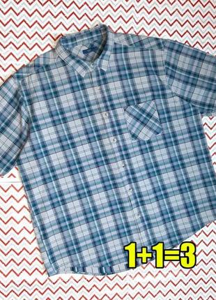 😉1+1=3 плотная голубо-зеленая мужская рубашка cotton traders, размер 52 - 54