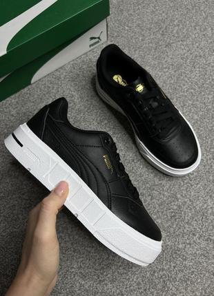 Кожаные черные кеды puma