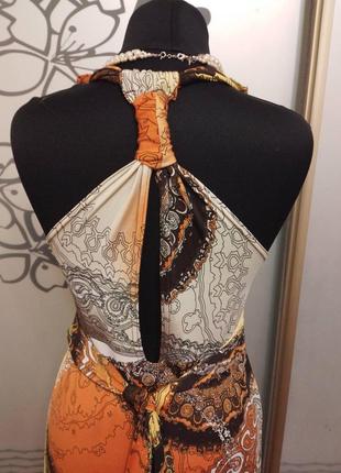 Длинное трикотажное платье майка сарафан  с насыщенным ярким принтом10 фото
