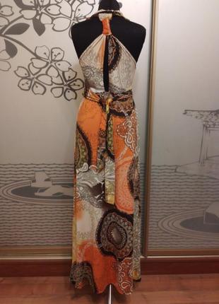 Длинное трикотажное платье майка сарафан  с насыщенным ярким принтом9 фото