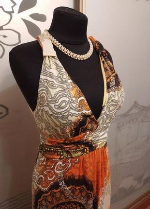 Длинное трикотажное платье майка сарафан  с насыщенным ярким принтом6 фото