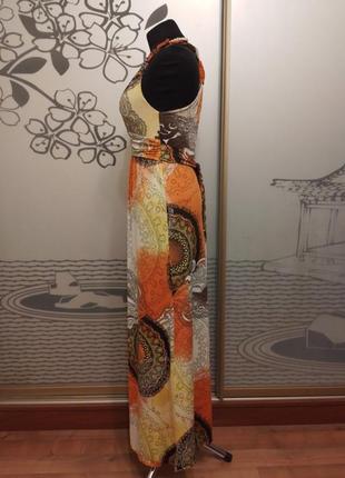 Длинное трикотажное платье майка сарафан  с насыщенным ярким принтом7 фото