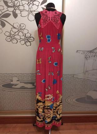 Довге трикотажне плаття майка сарафан із насиченим яскравим принтом8 фото