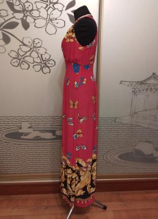 Довге трикотажне плаття майка сарафан із насиченим яскравим принтом7 фото