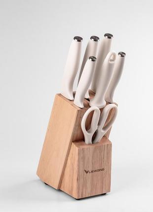 Набор кухонных ножей с керамическим покрытием 7 предметов белый `gr`