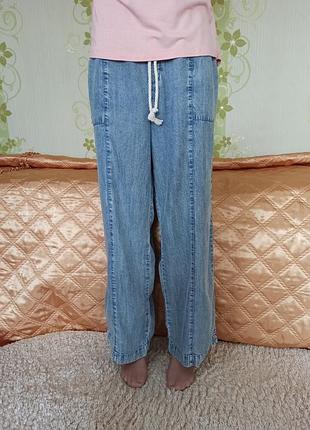 Джинсовые широкие брюки палаццо