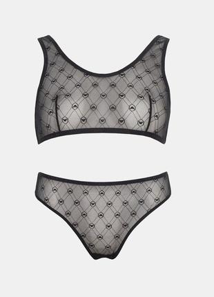 Сітчастий комплект білизни monogram-pattern armani