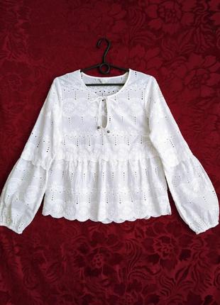 Falmer heritage белая блуза с прошвы свободного кроя блузка с вырезной вышивкой оверсайз