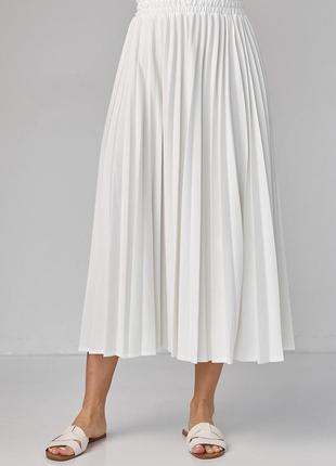 Плиссированная юбка миди - молочный цвет, s (есть размеры)