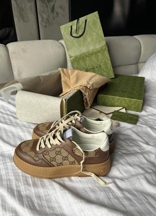 Мужские коричневые gucci gg sneakers lux