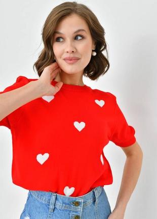 Трикотажная футболка с сердечком6 фото
