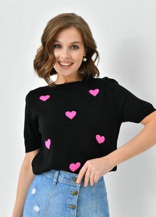 Трикотажная футболка с сердечком7 фото