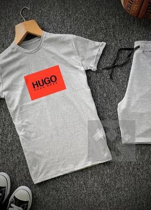 Комплект на літо, чоловічий костюм шорти, футболка hugo boss