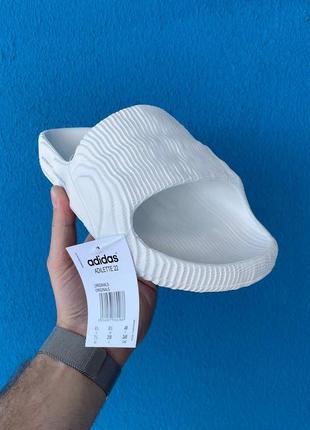 Adidas adilette white slides шлепанцы3 фото