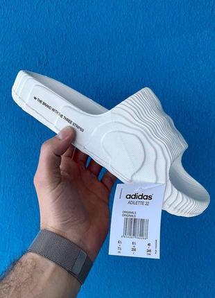 Adidas adilette white slides шлепанцы