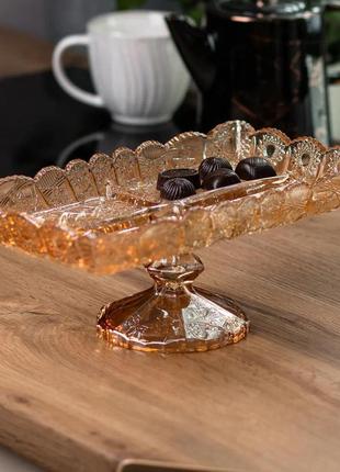 Фруктівниця скляна на ніжці 29×17×12 (см) ваза для фруктів `gr`