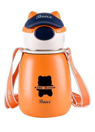 Термос дитячий з поїльником baicc kids bottle 500ml термос із трубочкою для дітей жовтогарячий `gr`