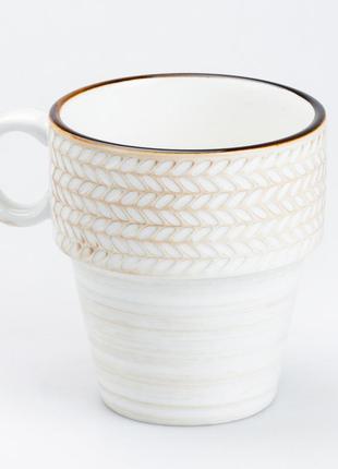 Чашка 350 мл керамическая кружка для кофе чая бежевая `gr`