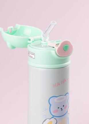 Термокружка дитяча beizhiming vacuum cup 420ml термос із поїлкою м'ятний `gr`3 фото