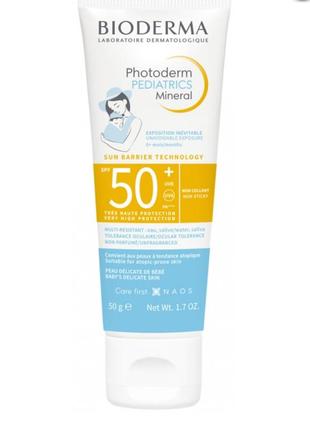 Сонцезахисний крем bioderma photoderm pediatrics mineral spf50+ 50мл