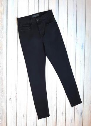 💥1+1=3 фирменные зауженные черные джинсы скинни высокая посадка topshop, размер 44 - 46