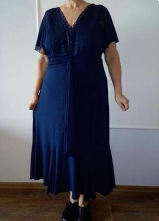 Темно-синее длинное платье, р. 48/4xl1 фото