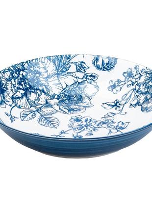 Столовый сервиз тарелок 24 штуки керамических на 6 персон синий `gr`5 фото
