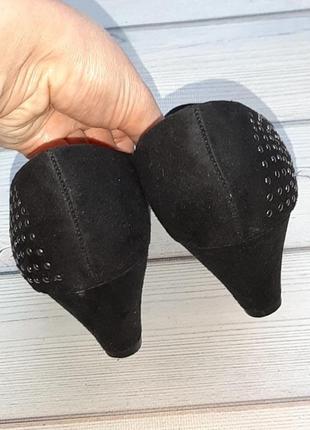 💥1+1=3 брендовые черные базовые замшевые туфли на невысоких каблуках graceland, размер 384 фото