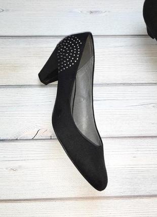 💥1+1=3 брендові чорні базові замшеві туфлі на невисоких підборах graceland, розмір 387 фото