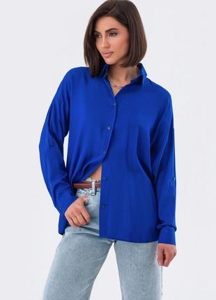 Удлиненная рубашка цвета ультрамарин <unk> 81055