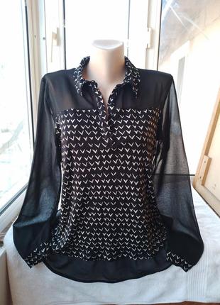 Брендова віскозна трикотажна гіпюрова блуза блузка лонгслів1 фото