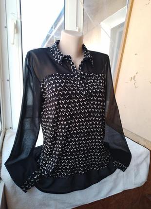 Брендова віскозна трикотажна гіпюрова блуза блузка лонгслів5 фото