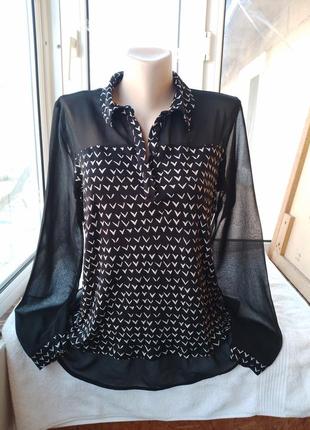Брендова віскозна трикотажна гіпюрова блуза блузка лонгслів2 фото
