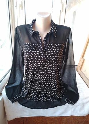 Брендова віскозна трикотажна гіпюрова блуза блузка лонгслів3 фото