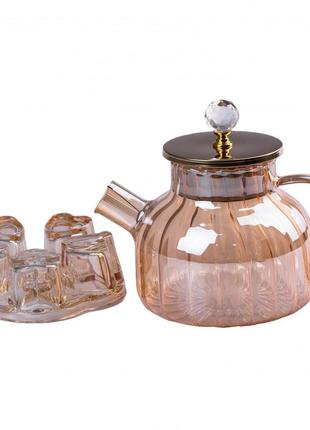 Прозрачный чайник для заварки 1 литр чайник с подогревом от свечи `gr`3 фото