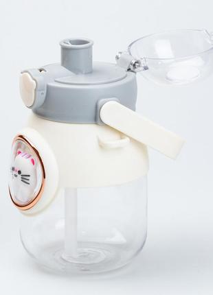 Бутылка для воды с трубочкой 820 мл детская прозрачная фляга для напитков с дозатором  ручкой и ремешком `gr`2 фото