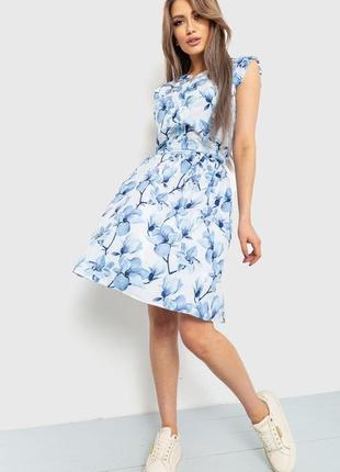 Платье с цветочным принтом голубой