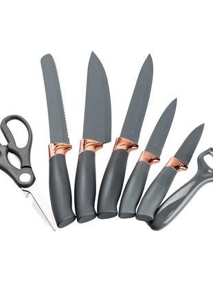 Ножі на підставці 5 штук з ножицями та овочечисткою для кухні 33 см • 23.5 см • 24.5 см • 19.5 см чорний `gr`9 фото