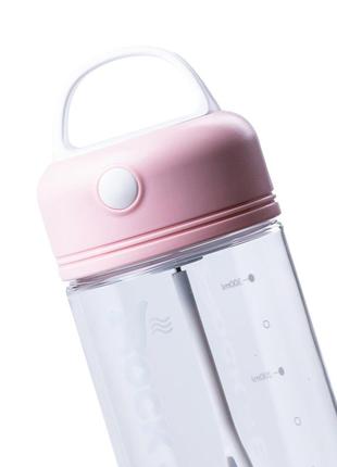 Пляшка для води із шейкером на батарейках 380 мл із ручкою прозора рожевий `gr`2 фото